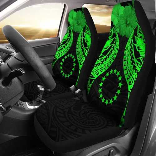 Alohawaii Accessories Car Seat Covers - Cook islands Polynesian Pride Seal And Hibiscus Green - BN39