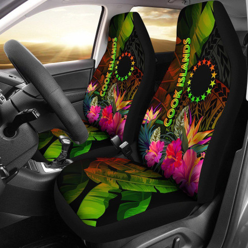 Alohawaii Accessories Car Seat Covers - Cook Islands Polynesian -  Hibiscus and Banana Leaves - BN15