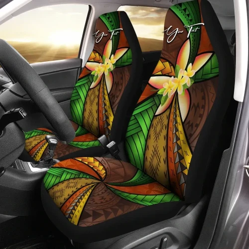 Alohawaii Accessories Car Seat Covers - (Custom) Polynesian Plumeria Brown Personal Signature A24