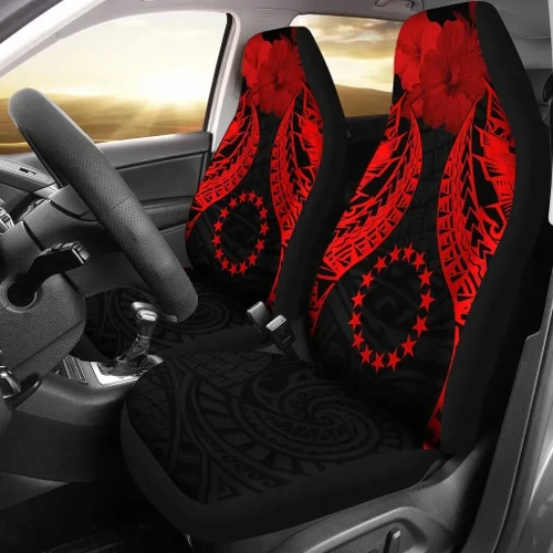 Alohawaii Accessories Car Seat Covers - Cook islands Polynesian Pride Seal And Hibiscus Red - BN39