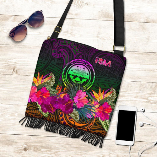 Alohawaii Handbag - Federated States of Micronesia Crossbody Boho Handbag - Summer Hibiscus - BN15