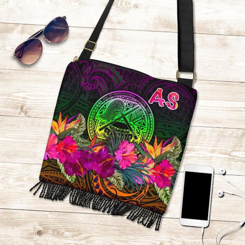 Alohawaii Handbag - American Samoa Crossbody Boho Handbag - Summer Hibiscus - BN15