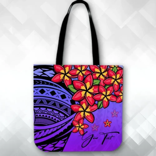 Alohawaii Bag - (Custom) Polynesian Plumeria Purple Tote Bag Personal Signature A24