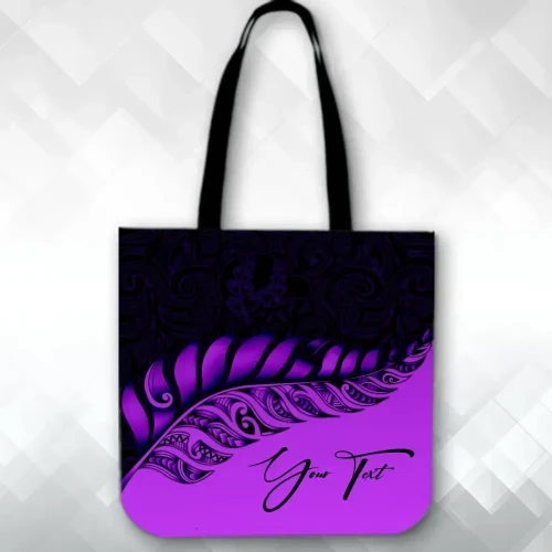 Alohawaii Bag - (Custom) New Zealand Tote Bag Silver Fern Kiwi Personal Signature Purple A02