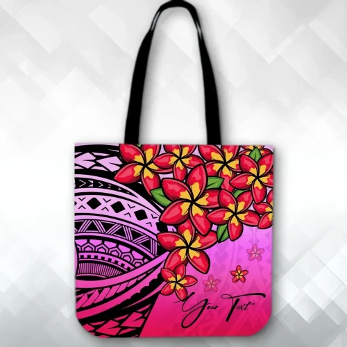 Alohawaii Bag - (Custom) Polynesian Plumeria Pink Tote Bag Personal Signature A24