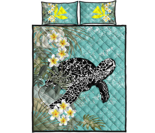 Alohawaii Home Set - Hawaii Turtle Sea Plumeria Quilt Bed Set - AH - J4