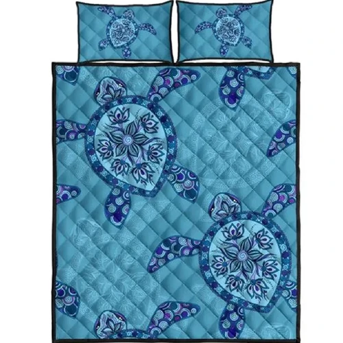 Alohawaii Home Set - Blue Turtle Quilt Bed Set - AH J4