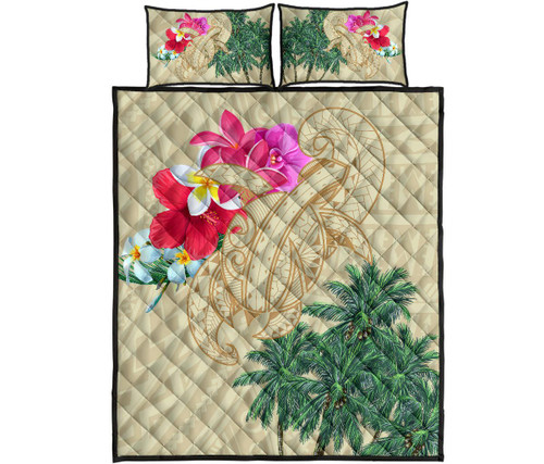 Alohawaii Home Set - Hawaii Polynesian Kanaka Maoli Turtle Quilt Bed Set - AH - J5