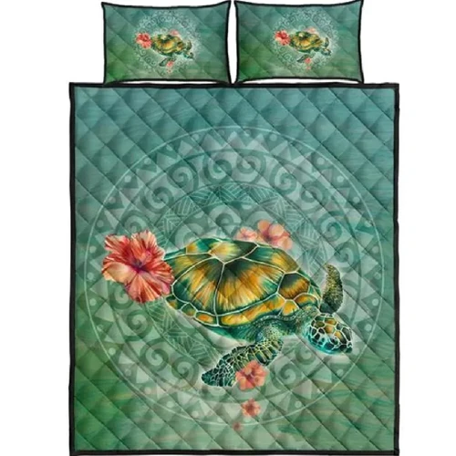Alohawaii Home Set - Circle Turtle Quilt Bed Set - AH - J4