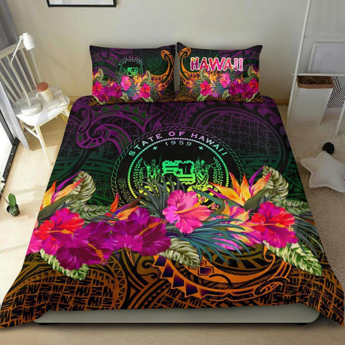 Alohawaii Bedding Set - Cover and Pillow Cases Polynesian Hawaii - Summer Hibiscus - BN15