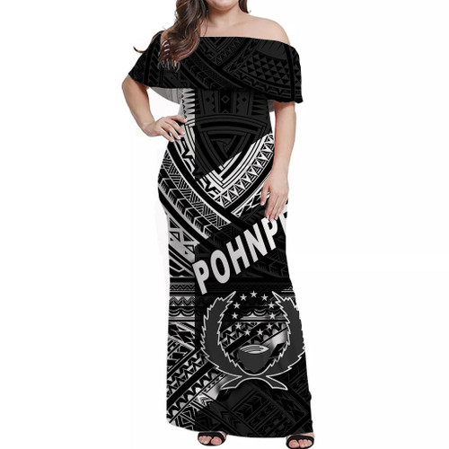 Alohawaii Dress - FSM Pohnpei Off Shoulder Long Dress Original Vibes - Black