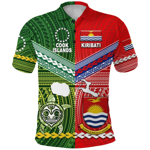 (Custom Personalised) Kiribati And Cook Islands Polo Shirt Together