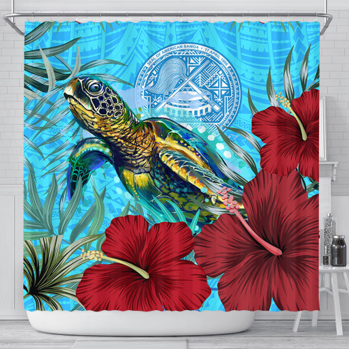 Alohawaii Shower Curtain - American Samoa Turtle Hibiscus Ocean Shower Curtain A95