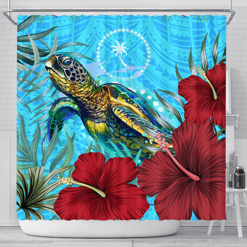 Alohawaii Shower Curtain - Chuuk Turtle Hibiscus Ocean Shower Curtain A95