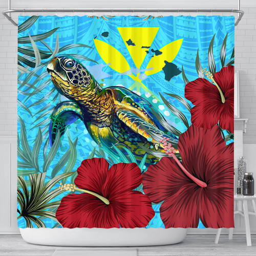 Alohawaii Shower Curtain - Hawaii Turtle Hibiscus Ocean Shower Curtain A95