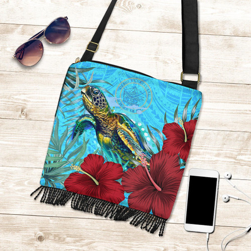 Alohawaii Crossbody Boho Handbag - Palau Turtle Hibiscus Ocean Crossbody Boho Handbag A95