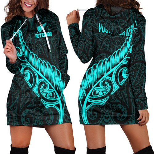 Alohawaii Clothing - (Custom) New Zealand Aotearoa Maori Fern - Cyan Version Hoodie Dress A7
