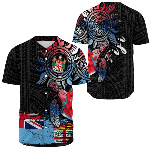 Alohawaii Clothing - Fiji Polynesian Sun and Turtle Tattoo Baseball Jerseys A35