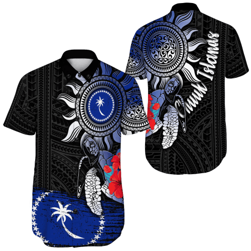 Alohawaii Clothing - Chuuk Polynesian Sun and Turtle Tattoo Short Sleeve Shirt A35