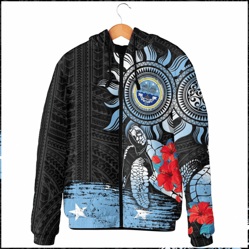 Alohawaii Clothing - The Federated States of Micronesia Polynesian Sun and Turtle Tattoo Hooded Padded Jacket A35