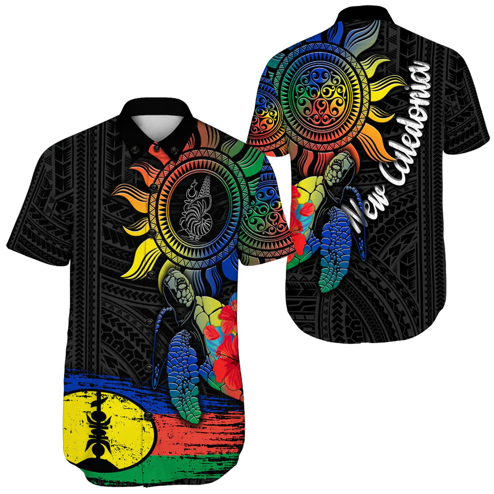 Alohawaii Clothing - New Caledonia Polynesian Sun and Turtle Tattoo Short Sleeve Shirt A35