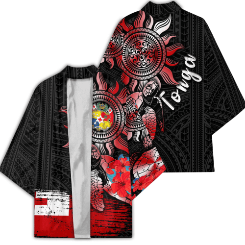 Alohawaii Clothing - Tonga Polynesian Sun and Turtle Tattoo Kimono A35