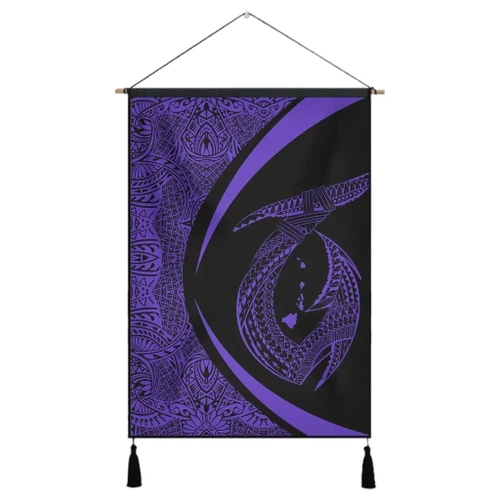 Alohawaii Poster - Hawaii Fish Hook Polynesian Hanging Poster - Circle Style Purple - AH - J4R