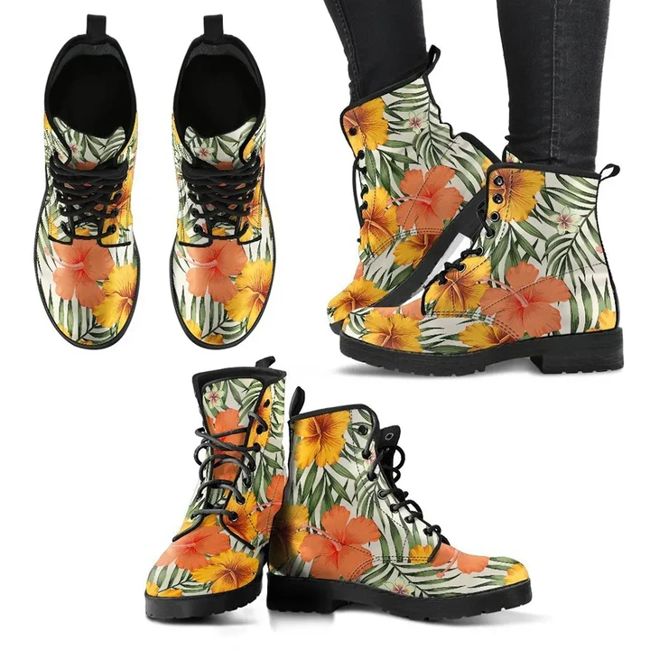 Alohawaii Footwear - Hawaii Yellow Hibiscus Leather Boots - AH