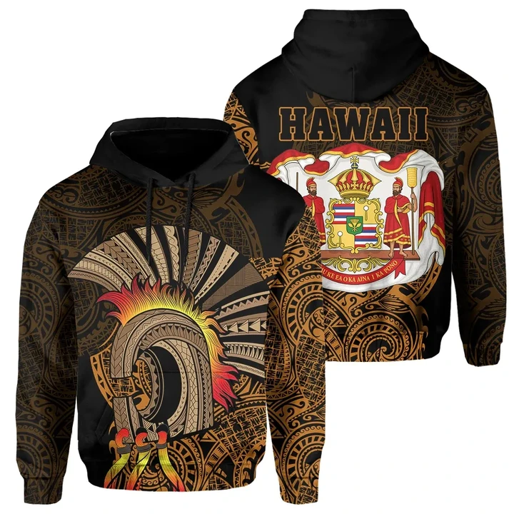 Alohawaii Hoodie - Hawaii Polynesian Warrior Mask Royal Coat Arms Hoodie - AH - J5