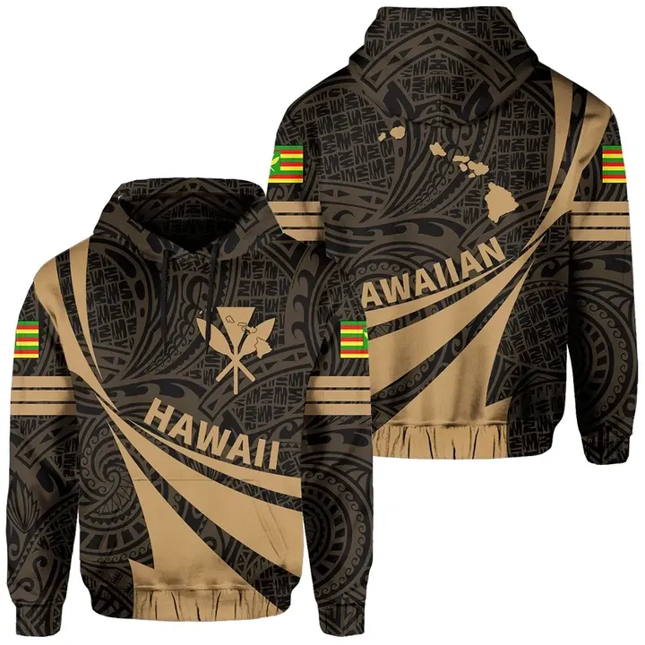 Alohawaii Hoodie - Kanaka Polynesian Hoodie Gold - Doma Style - AH - J1