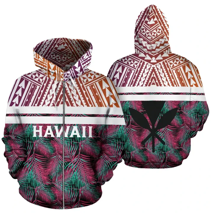 Alohawaii Hoodie - Hawaii Summer Tropical Polynesian Kanaka Zip Hoodie - AH - J5
