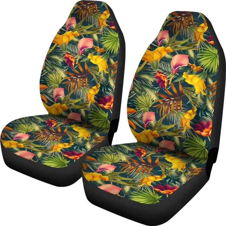 Alohawaii Car Accessory - Hawaiian Seamless Tropical Flower Plant And Leaf Pattern Car Seat Cover
