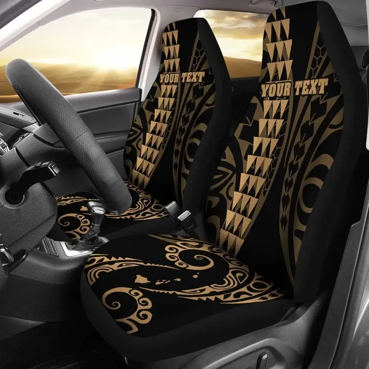 Alohawaii Car Accessory - Personalized Hawaii Car Seat Covers Kakau Large Polynesian Gold