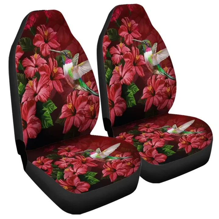 Alohawaii Car Accessory - Hawaii Red Hibiscus Humming Bird Car Seat Covers