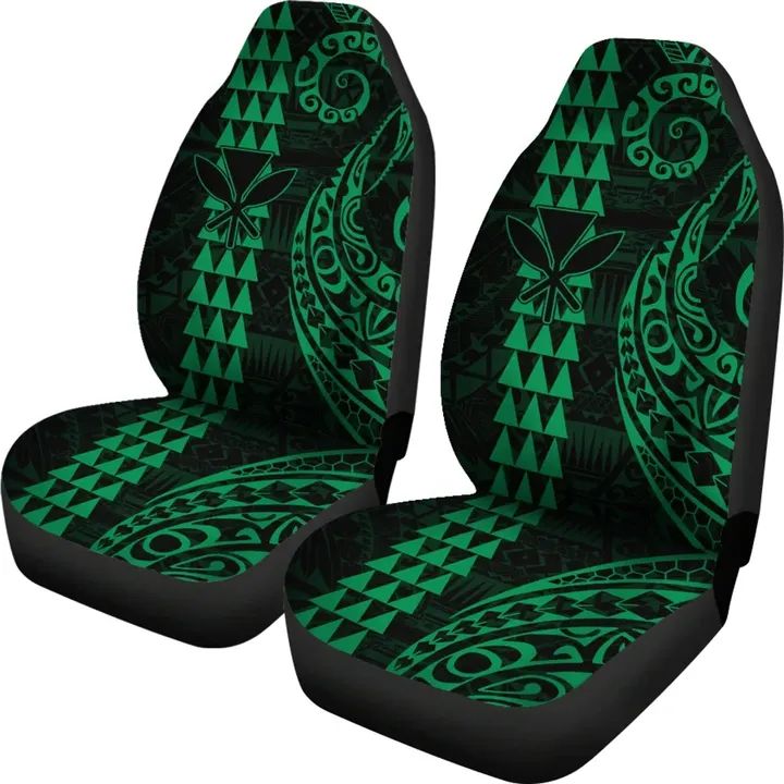 Alohawaii Car Accessory - Kanaka Polynesian Car Seat Covers Green
