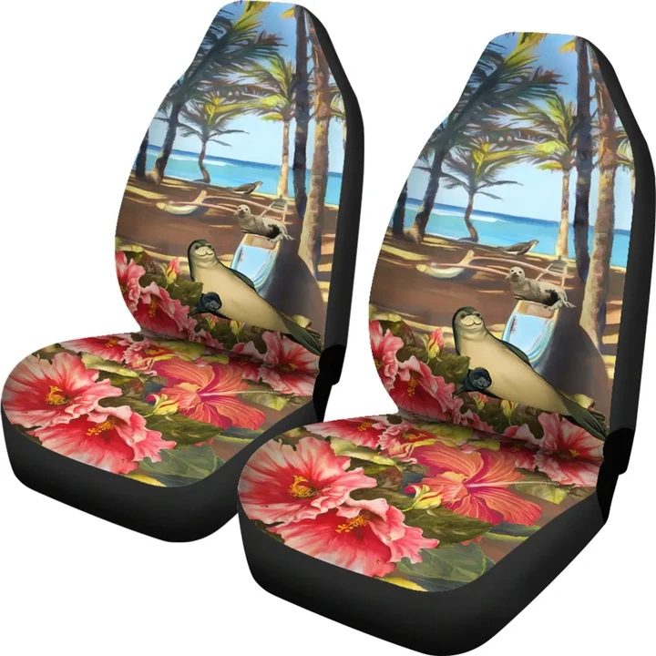 Alohawaii Car Accessory - Hawaii Hibiscus Monk Seal Car Seat Covers