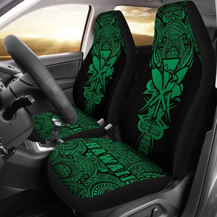 Alohawaii Car Accessory - Kanaka Map Polynesian Car Seat Cover Green Armor Style