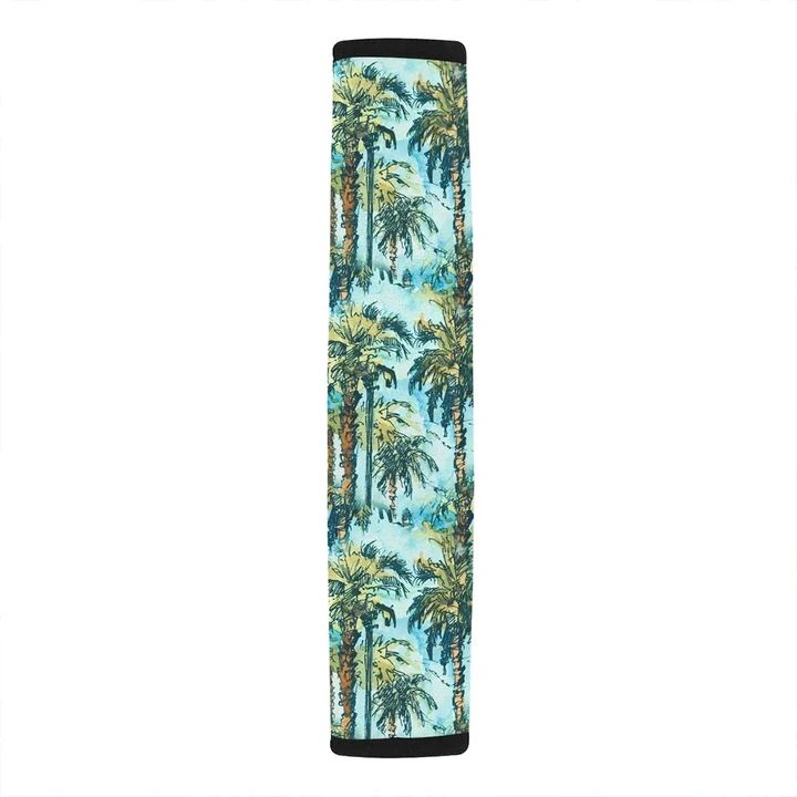 Alohawaii Car Accessory - Tropical Palm Trees Blue Hawaii Car Belt Pads