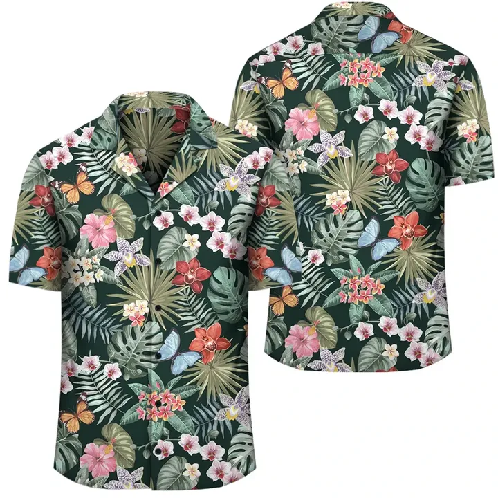 Alohawaii Shirt - Tropical Plumeria Pattern With Palm Leaves Hawaiian Shirt