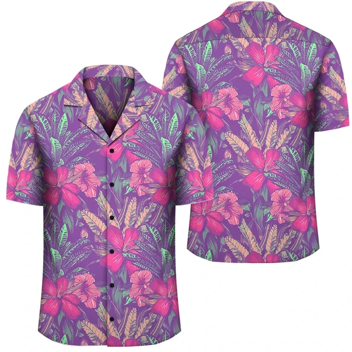 Alohawaii Shirt - Tropical Hibiscus Purple Hawaiian Shirt