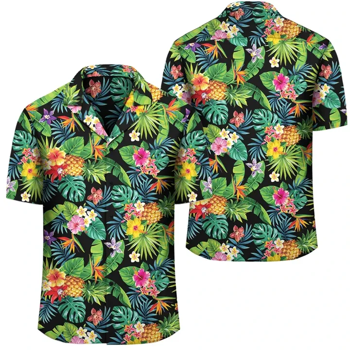 Alohawaii Shirt - Tropical Pattern With Pineapples Palm Leaves And Flowers Hawaiian Shirt