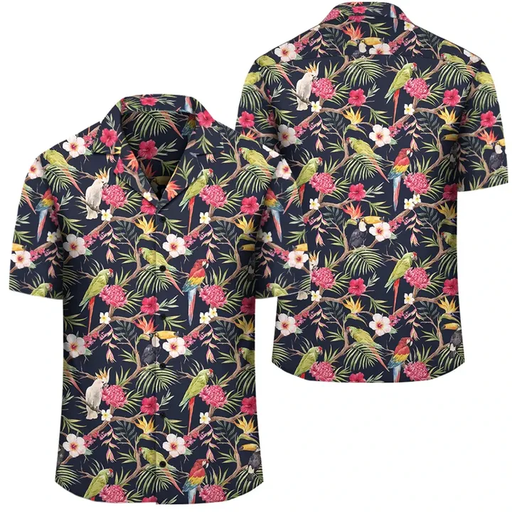 Alohawaii Shirt - Tropical Hibiscus Strelitzia Palm Leaves Hawaiian Shirt