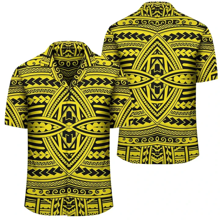Alohawaii Shirt - Polynesian Seamless Yellow Hawaiian Shirt