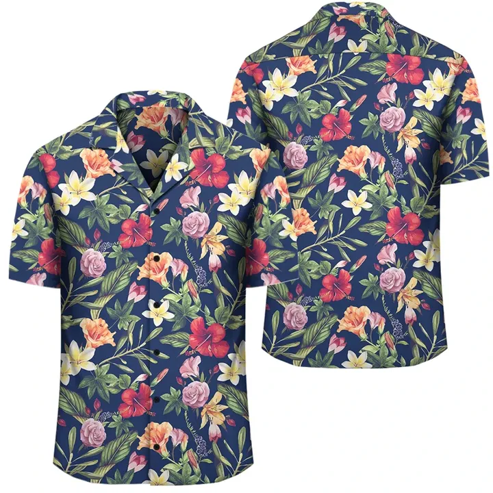Alohawaii Shirt - Tropical Hibiscus Red And Plumeria White Hawaiian Shirt