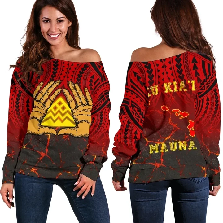 Hawaii Women's Off Shoulder Sweater - Protect Mauna Kea - AH - J6 - Alohawaii