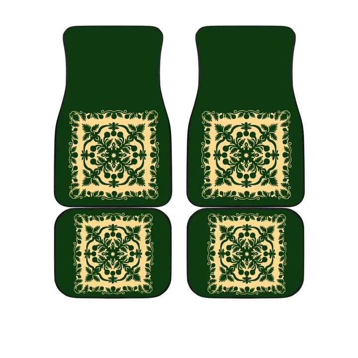 Hawaiian Car Floor Mats Royal Pattern - Emerald Green - AH - J3 - Alohawaii