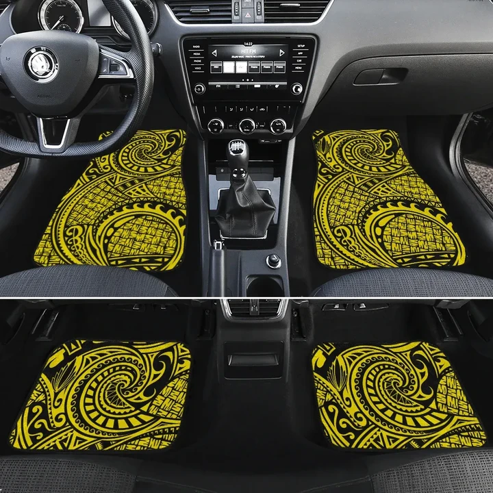 Alohawaii Car Accessory - Polynesian Maori Lauhala Yellow Hawaii Car Floor Mats