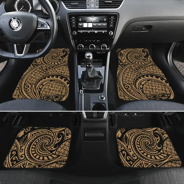 Alohawaii Car Accessory - Polynesian Maori Lauhala Gold Hawaii Car Floor Mats