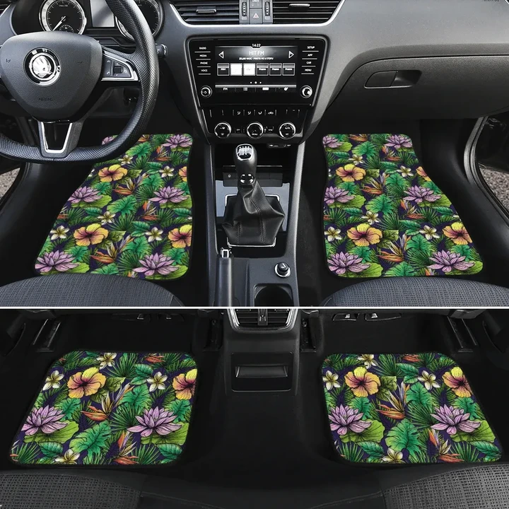 Alohawaii Car Accessory - Hawaii Hibiscus And Plumeria Green Hawaii Car Floor Mats