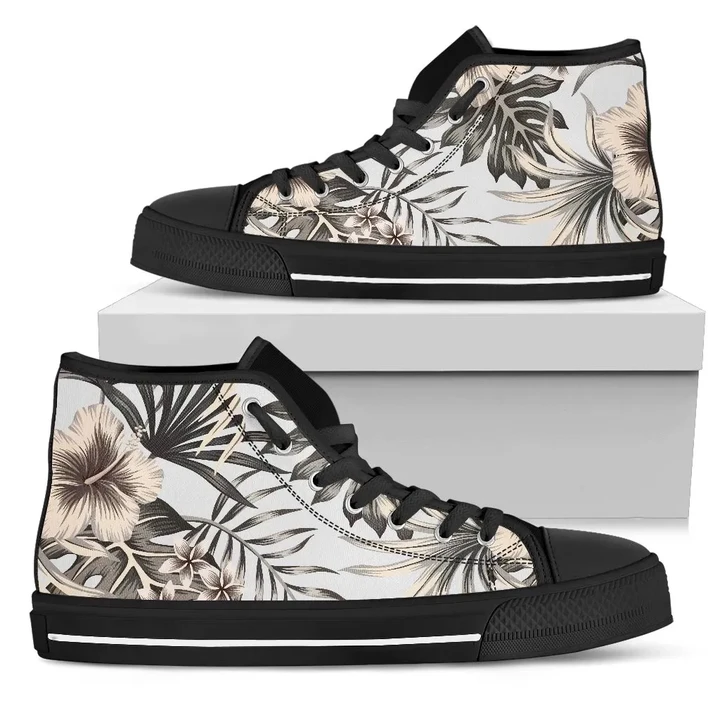 Alohawaii Footwears - Hawaii Grey Hibiscus High Top Shoe